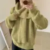 Cachecol estiloso e atmosférico, novo estilo preguiçoso de outono e inverno, blusa de tricô de outono e inverno, suéter com botões decorados e decote V para mulheres
