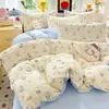 Juego de ropa de cama de cuatro piezas de algodón tipo nube de grado A para madre y bebé, gasa de doble capa, algodón lavado, sábana, funda de edredón, juego de tres piezas para dormitorio, falda de cama 4