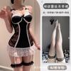 Lencería Sexy con Vestido Camisola de Encaje, Uniforme Escotado en V Profundo, Set Estilo Abstinencia, Ropa de Dormir Qqny