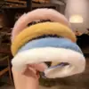 Arco de Cabelo de Pelúcia Feminino Outono e Inverno Mao Mao Largo na Borda Superior do Crânio Arco para Cabelo Pacote de Cabelo Branco Versátil para Sair