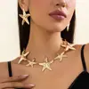 Colar com Pingente Estrela-do-Mar para Férias Marinhas Transfronteiriças Europeu e Americano Moda Personalidade Geométrico Fios de Metal conjunto Mulheres