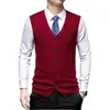 Chaleco cárdigan de punto de un solo botón para hombre de otoño e invierno, chaleco interior de lana de color liso, suéter sin mangas para hombre de negocios