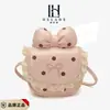 Bolsa infantil, bolsa de ombro doce e fofa com laço, acabamento em renda de bolinhas, bolsa transversal de princesinha