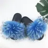Estoque Pronto do Fabricante Novos Sapatos de Pelo com Solado Plano Raccoon Pelo de Raccoon Pelo de Raposa Chinelos para Mulheres Estação Europeia Transfronteiriça