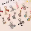 Joyería de Plata Vintage Cuentas de Agujero Grande AMOR Sol Corazón Flor de Cerezo Rosa Torre Eiffel Colgante Accesorios para Pulsera DIY