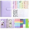 Lindo cuaderno de hojas sueltas con diseño de macarrón, tamaño A6, con cremallera, para ahorrar dinero, con estuche extraíble y diseño de dibujos animados.