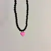 Moda de Corea del Sur dulce rojo rosa accesorios de amor collar negro cadena para la clavícula