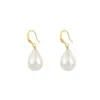 Brincos de Pérola Gota D'água com Gancho Dourado para Mulheres, Elegantes e Versáteis, Design que Afina o Rosto, Brincos de Alta Qualidade Atacado, Efeito Emagrecedor