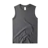Chaleco sin mangas de algodón puro de peso pesado estilo americano para hombres y adolescentes, Camiseta sin mangas exterior de color liso, Camiseta deportiva versátil de verano