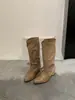 Botas holgadas de punta fina estilo vintage relajado 2026 Primavera/Verano Nuevas Botas vaqueras versátiles Botas de jinete de tacón grueso adelgazantes