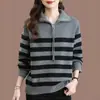 Nuevo suéter de rayas para otoño e invierno 2026 para mujer, tejido de punto suelto de manga larga, moda para mujer, top exterior elegante