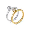 Anillo Sencillo Curvo de Acero Inoxidable Ultra Fino Exquisito de 2 mm Color Dorado con Circonita Incrustada Anillo de Acero de Titanio Fabricante