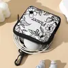 Fondo Blanco Estampado de Flores Billetera para Monedas Cuero Artificial Impermeable Imitación de Cuero Cremallera Bolsa de Almacenamiento Multifuncional Mini Bolsa para Auriculares