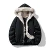 Inverno 2026 Nova Jaqueta de Algodão com Capuz Estilo Hong Kong Águia da Montanha Tendência Acolchoada Quente Moda Masculina Casaco de Algodão Roupa Exterior