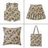 Tela de pana estampada con estampado floral pequeño vintage para otoño e invierno, para ropa de niños y mujeres, incluyendo chaquetas, chalecos, pantalones y camisas