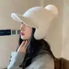 Chapéu de Inverno Feminino com Abertura para Rabo de Cavalo, Proteção de Orelha à Prova de Vento, Chapéu com Top Aberto com Forro de Lã, Gorro de Tricô Grosso e Quente