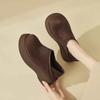 2025 Nova Coleção de Primavera Duas Formas High-End Retro Salto Grosso Slip-on Confortável Preguiçoso Super Macio Plataforma Salto Único