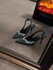 Sandálias Baotou, Sapatos de Banquete da Moda, Salto Alto Agulha Preto Sexy para Mulheres, Novo Estilo 2025, Sapatos de Uma Tira com Strass