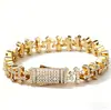 Pulsera de tobillo cruzada de hip-hop europeo y americano, superventas transfronteriza, cobre incrustado con circonita, accesorio de marca de moda hip-hop unisex al por mayor