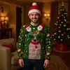 Sudadera Navideña de Cuello Redondo Modelo Nuevo 2025 Casual Peculiar Navidad Estampado Digital 3D Ropa de Pareja para Hombres y Mujeres