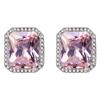 Pendientes Rectangulares de Diamante Rosa Diamante Amarillo Elegantes de Lujo para Princesa Pendientes Cuadrados de Turmalina Rosa Citrino