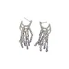 Brincos de Franja com Diamantes Roxos Brilhantes, Brincos de Moda Deslumbrantes e Requintados, Design de Nicho, Luxo Leve, Alta Qualidade, Brincos Versáteis para Mulheres