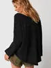 Sudadera Casual de Waffle con Cuello en V y Mangas Off-Shoulder, Marca de Moda Amazon, Estilo Deportivo Perezoso Europeo y Americano, Tops Sueltos para Otoño e Invierno