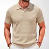 Comércio Exterior Transfronteiriço Roupas Masculinas Estilo Europeu e Americano Tricô de Manga Curta Primavera e Verão Cara Musculoso Durão Casual Pulôver Camisa Polo Sy0044