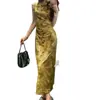 Vestido cheongsam de estilo nacional chino nuevo Shengshengman, terciopelo de alta gama, teñido a mano, diseño de doble gota de agua, alta elasticidad, colección de verano 2026