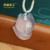 Ágata Blanco Natural Luna de Luz Nube Auspiciosa Candado de Seguridad Candado de Seguridad Colgante Calcedonia Alta Hielo Ruyi Candado Colgante Cadena de Clavícula
