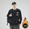 Sudadera de Algodón para Hombre 2026 Otoño/Invierno Cuello Redondo Holgada Transpirable Casual Estilo Hong Kong Manga Larga Chaqueta para Hombre