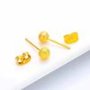 Pendientes de Aro Curvado con Cuentas de Arena Dorada Esmerilada y Destellos para Mujer Moda Simple Cuentas Redondas Sólidas Pendientes de Pin Recto