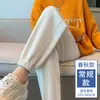 Pantalones deportivos de felpa de algodón para mujer para primavera, otoño e invierno, adelgazantes, casuales, corte holgado, tobilleros, joggers de pana y chenille para figuras petite