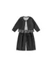 Ropa Infantil Bangxuan Niños Estilo Coreano Ropa de Otoño Niñas Encaje Capa Base Color Sólido Cárdigan Pantalones de Pierna Ancha Conjunto de Tres Piezas Traje para Niñas