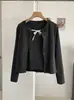KEKEZOON conjunto de duas peças: top regata com estampa de laços pequenos + camiseta de manga comprida com gola redonda 9072