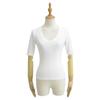 Top Feminino Americano Cor Sólida Decote V Profundo Manga Meia Manga Sexy Stretch Justo Cor Sólida Roupa Externa Base Camiseta Curta Justa na Cintura