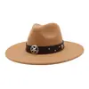 Chapéu de Lã com Aba Larga, Estilo Étnico, Chapéu Jazz para Homens e Mulheres, Novo Estilo Outono/Inverno Ocidental, Top Coração de Pêssego