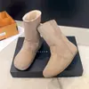 Botas de Nieve de Moda Cortas de Invierno 2025, Talla Grande, Gamuza Vintage, Punta Redonda, Aumentadoras de Altura, Forradas, Botas Vaqueras de Media Caña