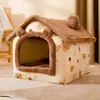 Casa para perro de otoño e invierno, diseño cerrado, engrosada para abrigar, casa estilo cuento de hadas, perrera, adecuada para perros pequeños, casa para mascotas estilo yurtas mongolas, casa para gatos