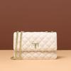 Bolsas para Mujer 2021 Nueva Moda Tendencia Pequeña de Piel Genuina con Cadena Bolso Cruzado de un Solo Hombro Versátil Acolchada Pequeña Cuadrada