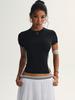 Top Fitness Malha Patchwork Lateral Afunilado Popular para Yoga Cross-Border Camiseta Roupa Esportiva Top de Academia para Usar por Cima
