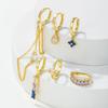 Conjunto de Pendientes de Cadena con Borla de Plata S925 de Lujo Ligero Más Vendido en Europa y América con Pendientes de Circonita de Colores, Conjunto de Seis Piezas para Mujeres al por Mayor