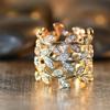 Cao Shi desea nuevo anillo de rama de ratán con viento europeo y americano al por mayor creativo para damas hoja de árbol joyería de circonita cobre plateado