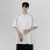 Camiseta Pesada de Manga Curta com Rebites Expostos para Homens, Marca de Moda Americana High Street de Verão, Camiseta Solta de Manga Meia-Manga com Gola Redonda