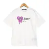 Marca de moda europeia e americana estampa de logo graffiti letra palma camiseta de manga curta solta masculina e feminina casual solta manga curta