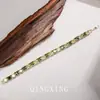Pulsera de Tenis de Zirconia Verde Oliva de Alta Gama Francesa, Pulsera Geométrica Cuadrada de Lujo Ligero de Moda Estilo Bosque Unisex