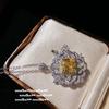 Collar con gemas de flor amarilla de Cenicienta Crepúsculo, chapado en oro paparazha de 18 quilates, pendientes de circonita con flor pequeña de ganso amarillo.