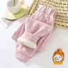 Pantalones Térmicos Gruesos de Terciopelo de Seda Alemán de Doble Capa Forrados de Lana Otoño e Invierno Ropa Interior Térmica Base Artefacto para Niños y Niñas en Invierno