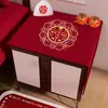Tela Cubierta para Mesa de Noche Boda Gama Alta Toalla a Prueba de Polvo Decoración Festiva Habitación de Boda Mantel Rojo Arte Latte Suministros de Boda