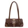 Bolso de axila nuevo y moderno para mujer, bolso de hombro patchwork de nicho retro 2026, bolso de mano estilo coreano con estampado de leopardo, bolso tote